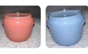 ¡2 frascos de miel Glasbake! Vacío.  ¡Sin tapas! Rosa azul claro.  Walker’s - Imagen 1 de 9