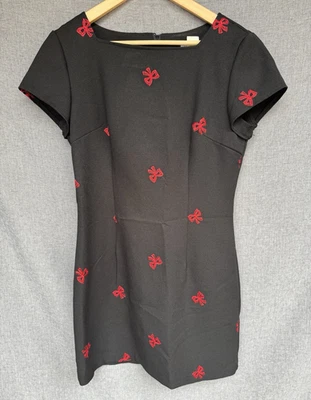 Vestido XOXO Negro Talla 13 Rojo Lazo Bordado Mini Manga Corta Punk Emo De Colección Y2K Foto 1 de 4
