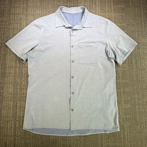 Lululemon Shirt Mens XL Blue Short Sleeve Button Down Performance Commission - Picture 1 of 21