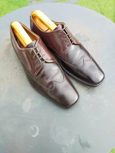 Loake Mens Dark Brown Leather Lace-up Wing Tip Shoes UK 7(41). - Picture 1 of 9