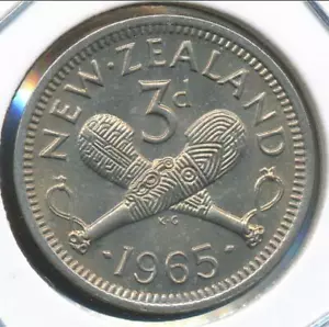 Nueva Zelanda, 1965 Threepence, 3d, Elizabeth II - Gema sin circular - Imagen 1 de 3