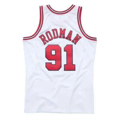 Men Chicago Bulls Dennis Rodman Mitchell Ness White 1997-98 HWC Swingman Jersey - Image 1 of 2