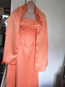 BNWT LADIES ORANGE SATIN BEADED DRESS & MATCHING SHAWL ROMANTICA 12 - Picture 1 of 7