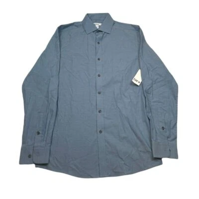 Camisa social Bar III slim fit pequena 14-14.5 elástica leve índigo botão para baixo - Imagem 1 de 4