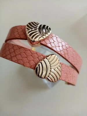 Schmuck Armband Rindsleder mit Reptilhaut Prägung und Herz-Slider 17+5 cm - Bild 1 von 4