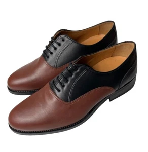 Hockerty Mens Two Toned Brown Black Leather Oxfords Lace Up Dress Shoe Sz 38 EUC - Picture 1 of 13