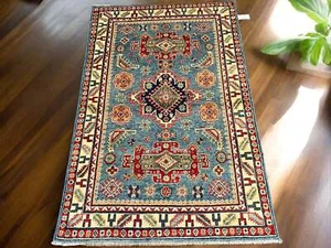 Blue Kazak 4X6 Wool Handmade Rug # 13762 - Picture 1 of 9