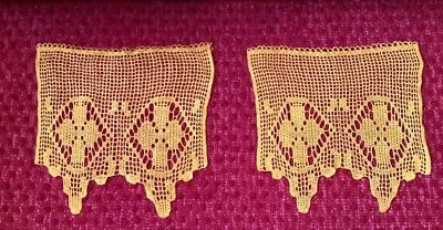 Häkelgardinen, Konvolut 3x2 Stück, Bistro,Landhaus, weiß,gelb,Handarbeit, Shabby - Bild 1 von 4