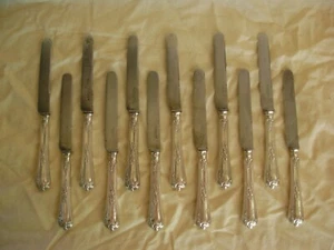 ANTIQUE FRENCH SILVERPLATED HANDLES DESSERT KNIVES,12 PIECES,EARLY 20th   - Picture 1 of 10