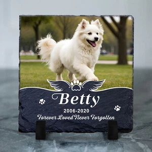 Personalised Pet Memorial Slate Plaque Any Photo & Text for Dog Cat with Stand - Picture 1 of 9