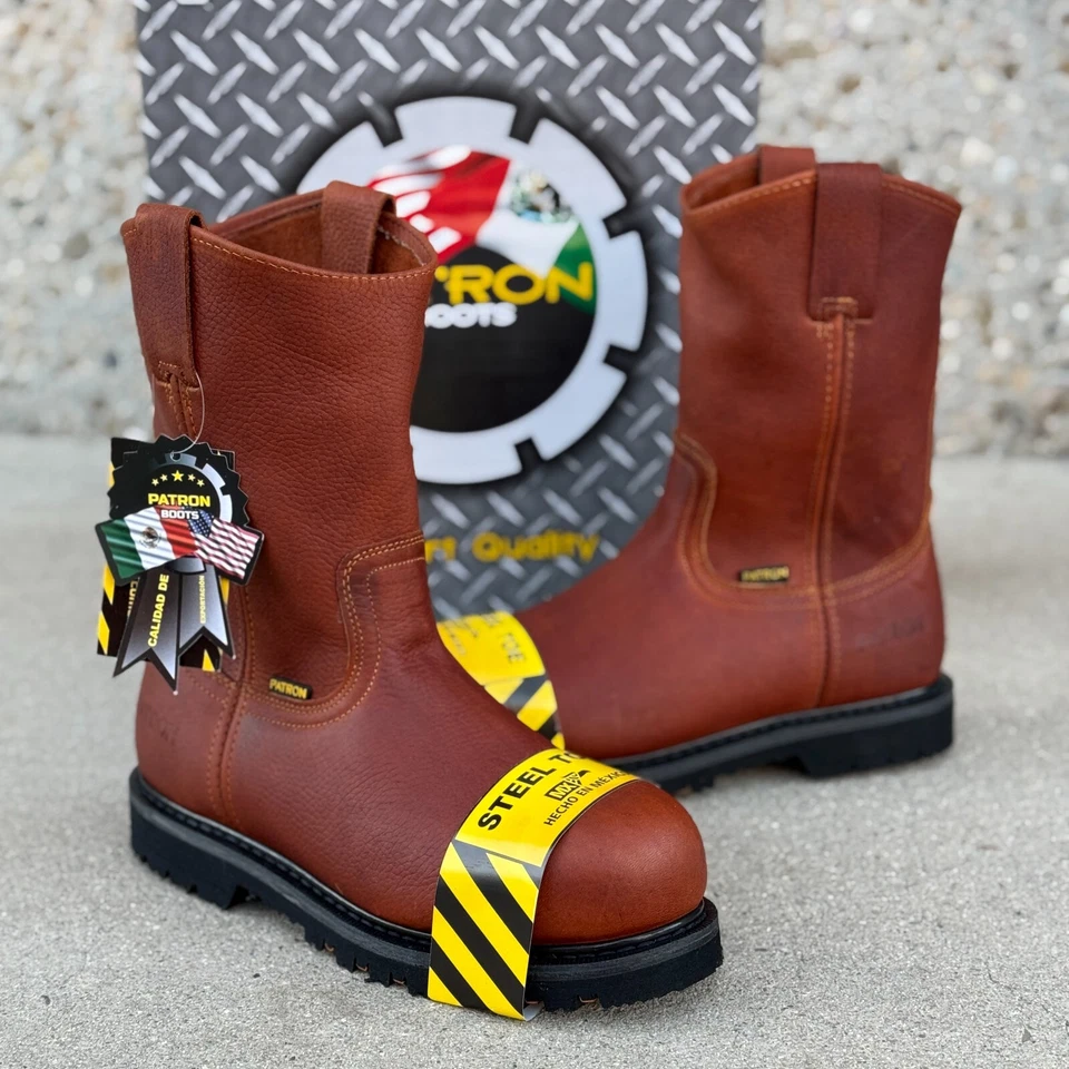 BOTAS DE TRABALHO MASCULINAS BIQUEIRA DE AÇO SEGURANÇA COURO GENUÍNO RESISTENTE A ÓLEO 105 - Imagem 1 de 1