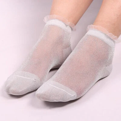 Calcetines tobilleros para damas diseño acabado brillo liso calcetines ultrafinos transpirables # Foto 1 de 4