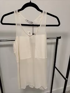 T by Alexander Wang Tank Top Ivory Paneled Silk & Chiffon Size XS - Picture 1 of 8