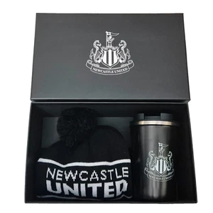 NEWCASTLE UNITED Official Metal Water Bottle & Black Beanie Hat Gift Set - Picture 1 of 8