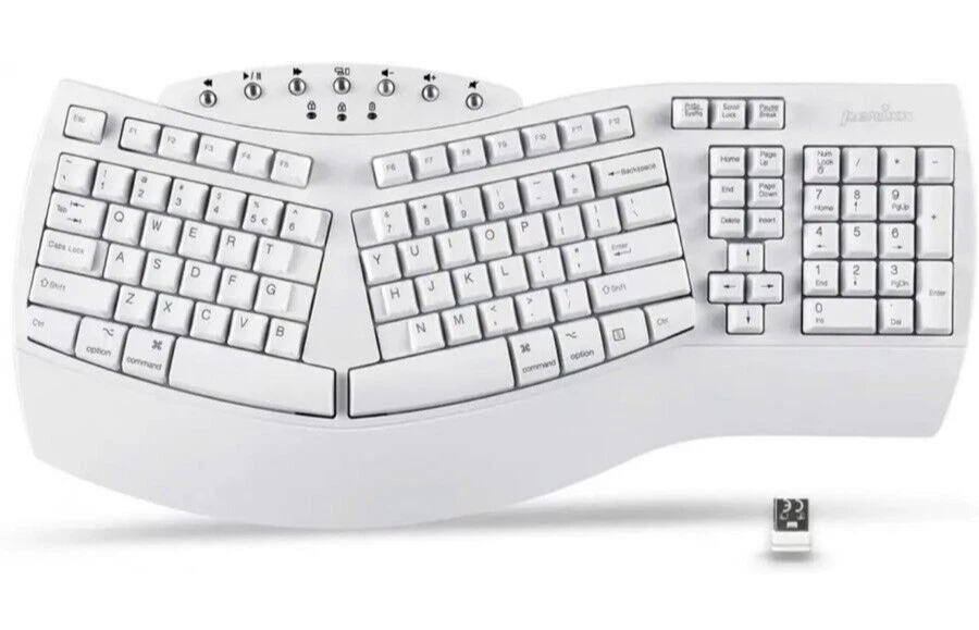 Perixx Periboard-612 Wireless Ergonomic Split Keyboard, US English - White - Image 1 of 4
