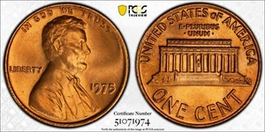 PCGS MS67 RD 1975 Lincoln Memorial Cent Red - Picture 1 of 3