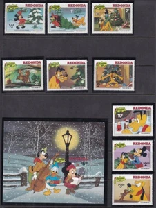 MINT NEVER HINGED REDONDA DISNEY TOPICALS - UNIHABITED ISLAND - NO SCOTT NUMBERS - Picture 1 of 8