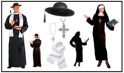 Nonne Priester Herren Damen Kostüm Pater Pfarrer Oberin Partnerkostüm S - 3XL - Bild 1 von 4