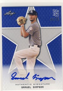 SAMUEL SIMPSON 2020 Leaf Perfect Game PG Blue AUTO /15 SOUTH CAROLINA USC