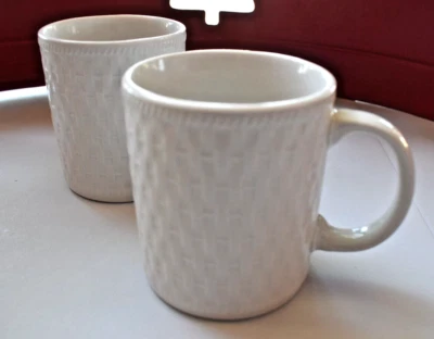 2 ~ Taza de café ONEIDA WICKER WHITE 12 OZ Basketweave taza de té gres 3,75" H de colección Foto 1 de 4