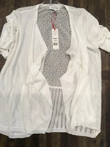 Elle Damen Weiß Pullover Cover Strickjacke Large Neu Mit Etikett - Bild 1 von 8