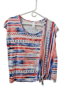 Camiseta Top Thomas & Olivia Corta Slv Lentejuelas Rojo Blanco Azul Corbata Frontal Mujer L - Imagen 1 de 12