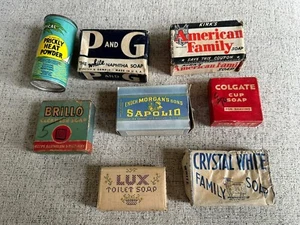 VTG Lot Of 7 Bars Of Soap American Fam, PG, Crystal, Lux,Brillo, Colgate, Morgan - Picture 1 of 2