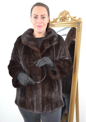 US5211 REAL MINK FUR JACKET RANCH MINK FUR COAT SIZE XL - NERZJACKE PELLICCIA - Image 1 of 4