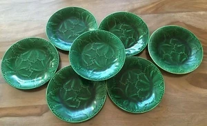 7 anciennes assiettes feuille de vignes Gien - Imagen 1 de 9