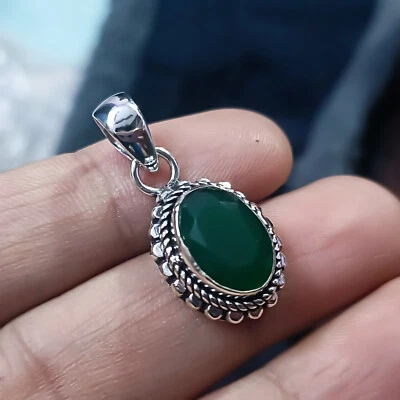 Ciondolo donna fatto a mano in argento sterling 925 gioiello con pietre prezi... - Immagine 1 di 4