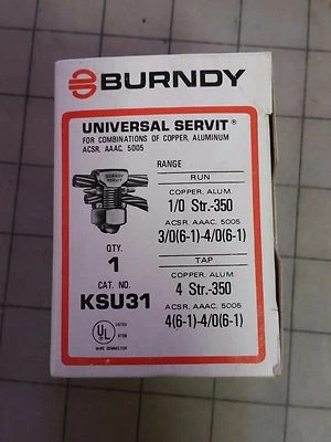 Burndy SERVIT KSU31 Split-Bolt Connector 4 AWG-350 kcmil - 4 Str..-350 - Image 1 of 2