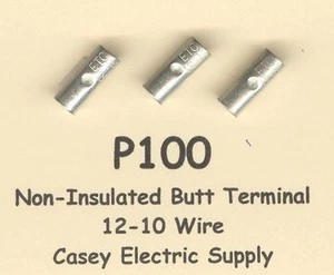 100 Non Insulated BUTT Terminal Connector Uninsulated 12-10 Wire Gauge AWG MOLEX - Bild 1 von 2