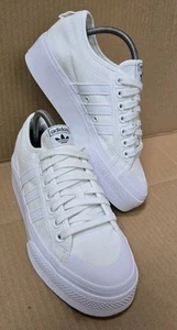 ADIDAS NIZZA SNEAKER GRÖßE UK 7 PLATEAUSOHLEN DREIFACH WEISS TADELLOS - Bild 1 von 10