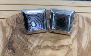 VINTAGE SET STERLING SILVER & inlaid ABALONE CUFFLINKS - Picture 1 of 3