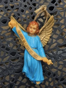 Vintage Nativity Plastic Hanging Angel Figure Hong Kong Blue Gabriel Gloria - Picture 1 of 7