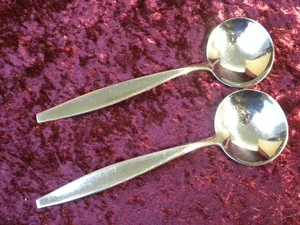 LEISURE 2 Round Soup Spoons Carvel Hall MCM Stainless USA VERY NICE - Picture 1 of 3