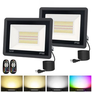 50W Flood Light Outdoor, RGB Landscape Lighting with Remote Control, DIY Scen... - Picture 1 of 7
