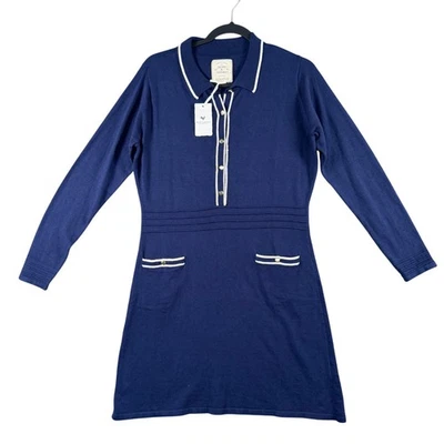 Vestido Hope & Henry Azul Marino Tejido Cuello Preppy Mod Minimalista Retro Academia 8 Nuevo con Etiquetas Foto 1 de 4