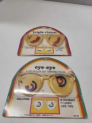 批量 2 件 复古 20 世纪 80 年代 Crisloid 儿童玩具拼图眼镜 — 第 1/4 张图片