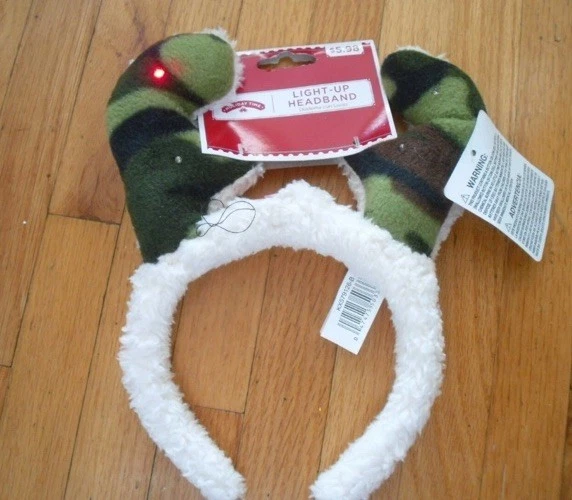 Diadema de cuerno camuflada iluminada de Navidad de vacaciones ciervo nueva talla adulta-NUEVA Foto 1 de 1