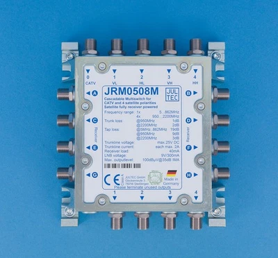 JULTEC Sat Multischalter JRM0508M Gussgehäuse, 8 Teiln. receivergespeist DVB++ - Bild 1 von 4