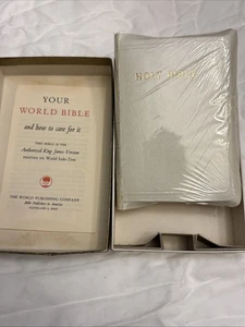 World Bible in Original Box White Wortex King James Version World Indo Text - Picture 1 of 15