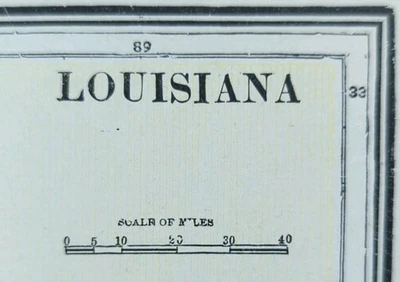Vintage 1888 LOUISIANA Mapa 13"x11" Antigo Original NOVO ORLEANS METAIRIE LA - Imagem 1 de 4