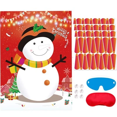 FOWECELT Pin The Nose On The Snowman Christmas Party Games for Kids Xmas Holiday New Y...