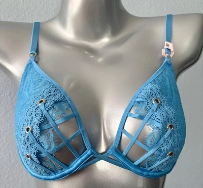 Victoria's Secret Low Cut Demi Bra Nwt Very Sexy Blue Cut Out Unlined Underwire - Image 1 of 4