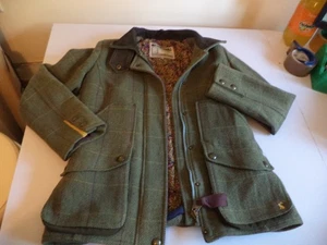 new women's Joules Tweed Field Coat Jacket Size UK 10 Green Wool Country - Picture 1 of 10