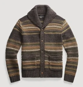 RRL Ralph Laure Wool Wool Linen Silk Blend Shawl Cardigan-MEN-S-RARE - Picture 1 of 12