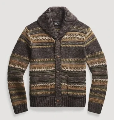 RRL Ralph Laure Wool Wool Linen Silk Blend Shawl Cardigan-MEN-S-RARE - Image 1 of 4