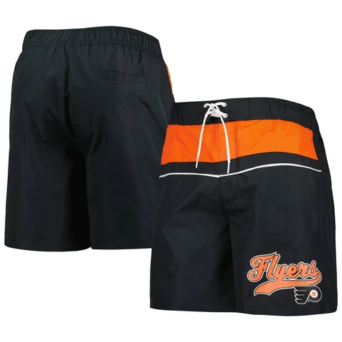Men's Starter Black Philadelphia Flyers Freestyle Volley Swim Shorts Cover