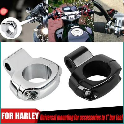 1" Handlebars Mirror Mounting Clamp Holder Bracket For Harley Softail Dyna FXD - Image 1 of 2